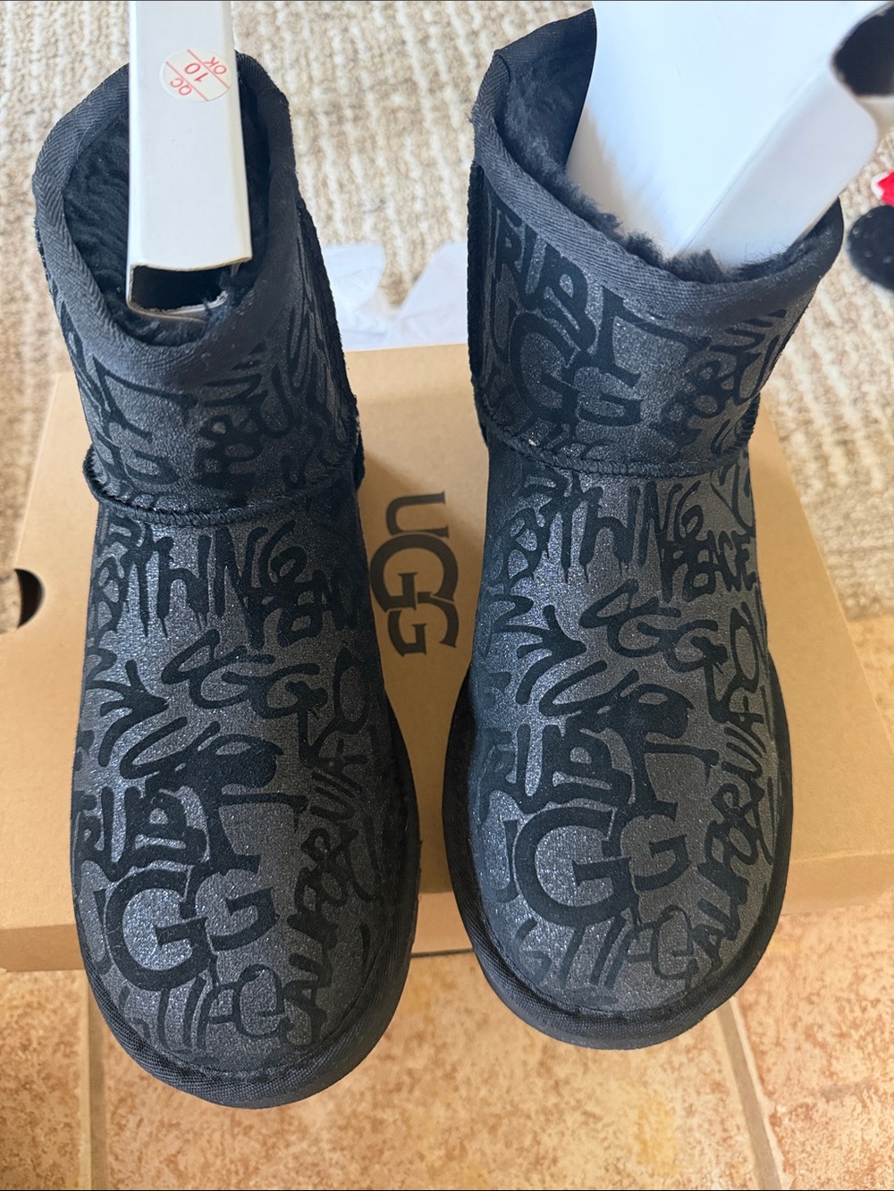 UGG Kids Black Graffiti Classic Short Boot
